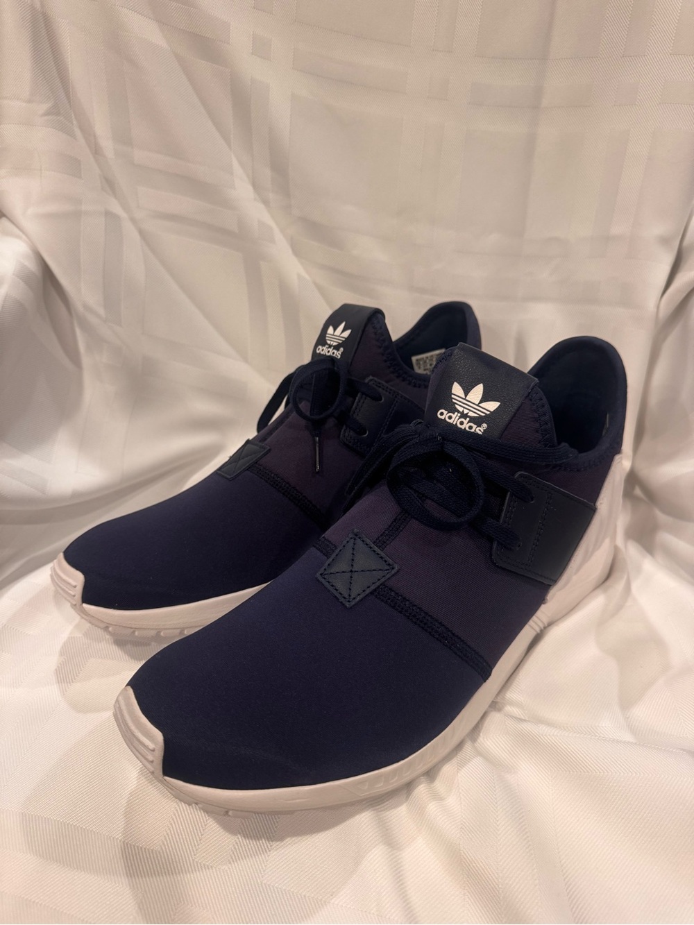adidas Navy Athletic Slip-On Lace Sneakers with White Sole